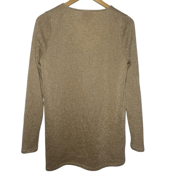Show Me Your MuMu Women XS Sweater Gold Sparkle Holiday New Year Party Made USA - Picture 2 of 5